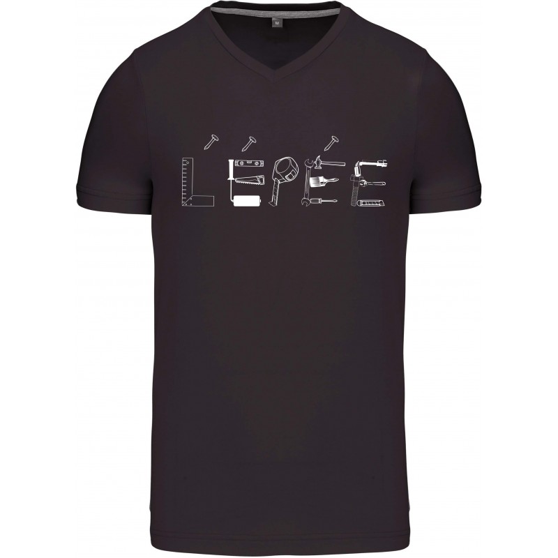 T-shirt L'EPEE Col V Anthracite