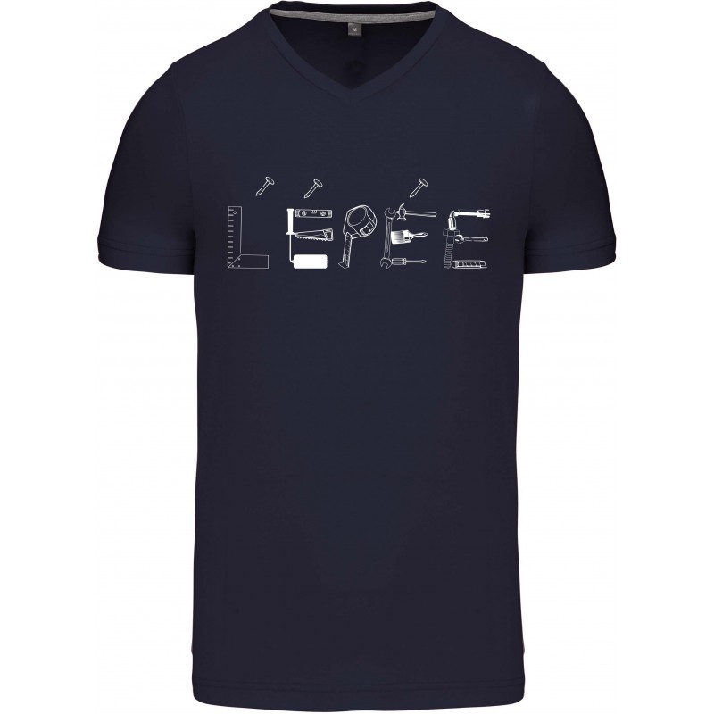 T-shirt L'EPEE Col V Marine