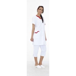 Blouse 3/4 Clara Blanc garni Rouge