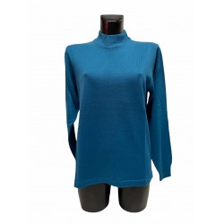 Pull Cheminé Laine Acrylique Bleu Canard