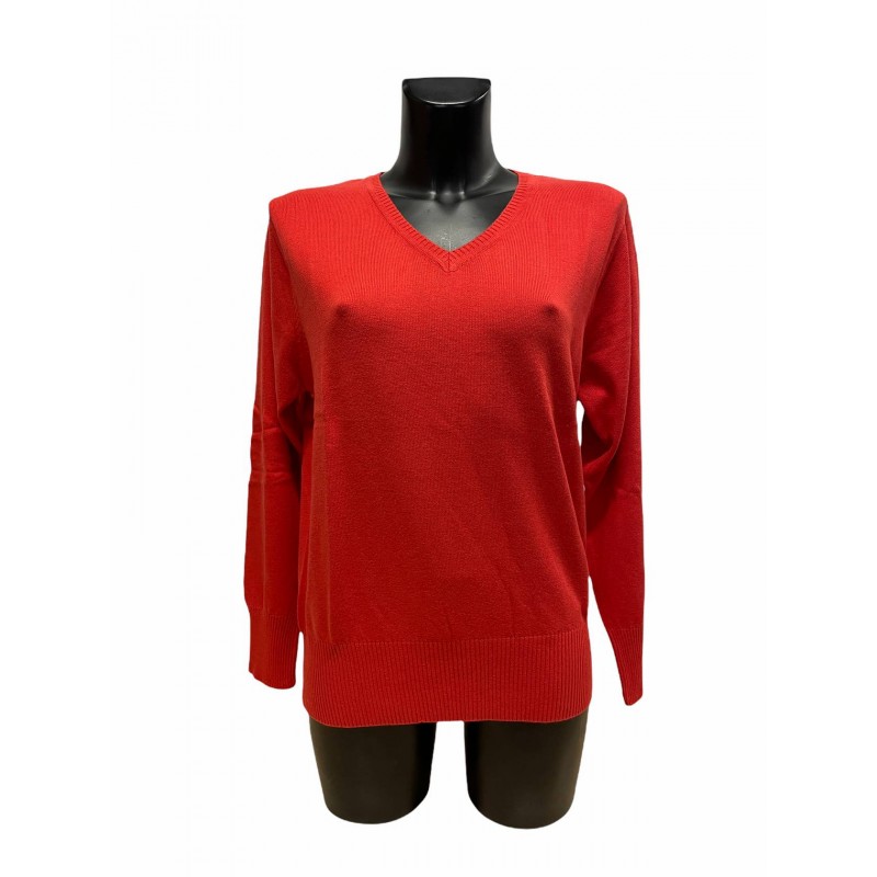 Pull Coton Viscose Rouge