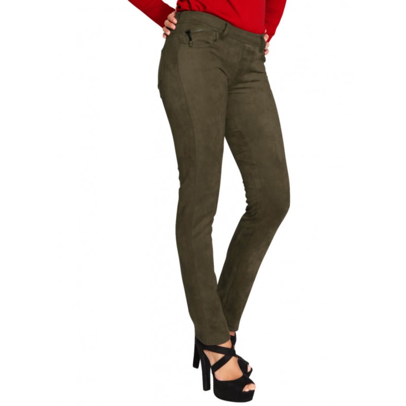 Pantalon Peau de Pêche Kaki