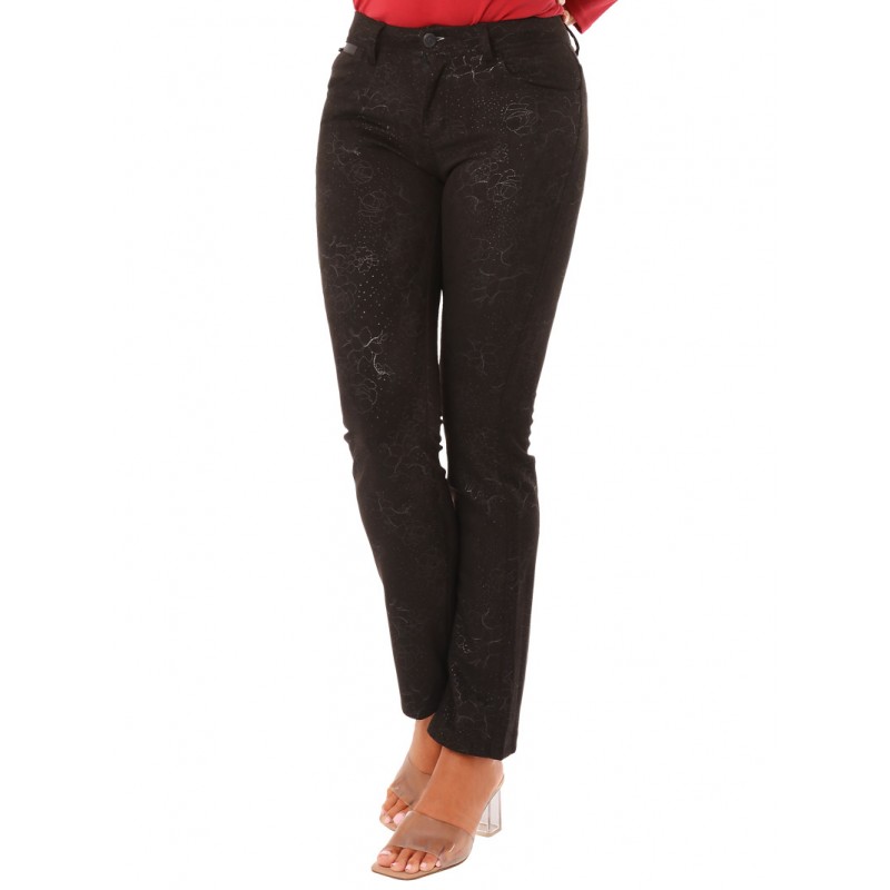 Pantalon Peau de Pêche Imprimé Noir