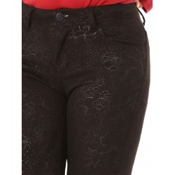 Pantalon Peau de Pêche Imprimé Noir