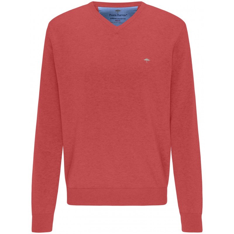 Pull Col V 100% Coton Pastèque