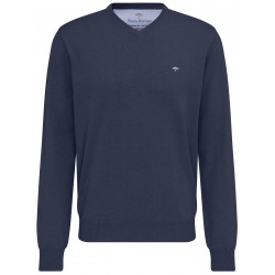 Pull Col V Coton Marine