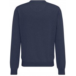 Pull Col V Coton Marine
