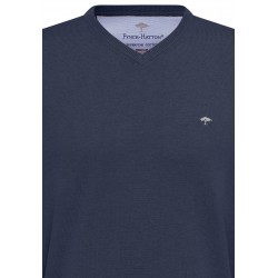 Pull Col V Coton Marine
