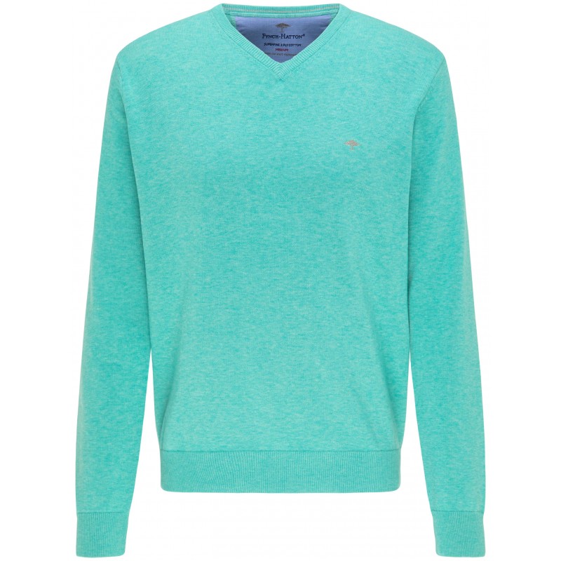 Pull Col V Coton Mint