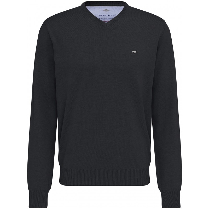 Pull Col V Coton Anthracite