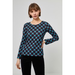 T-shirt ML Pois en Polyester Bleu