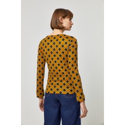 T-shirt ML Pois en Polyester Moutarde