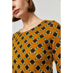 T-shirt ML Pois en Polyester Moutarde