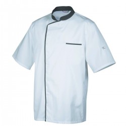 Veste de cuisine Blanc avec liseré Gris