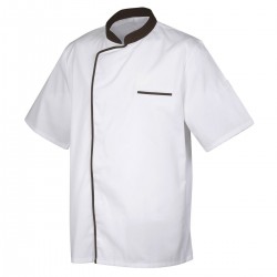 Veste de cuisine Blanc avec liseré Marron