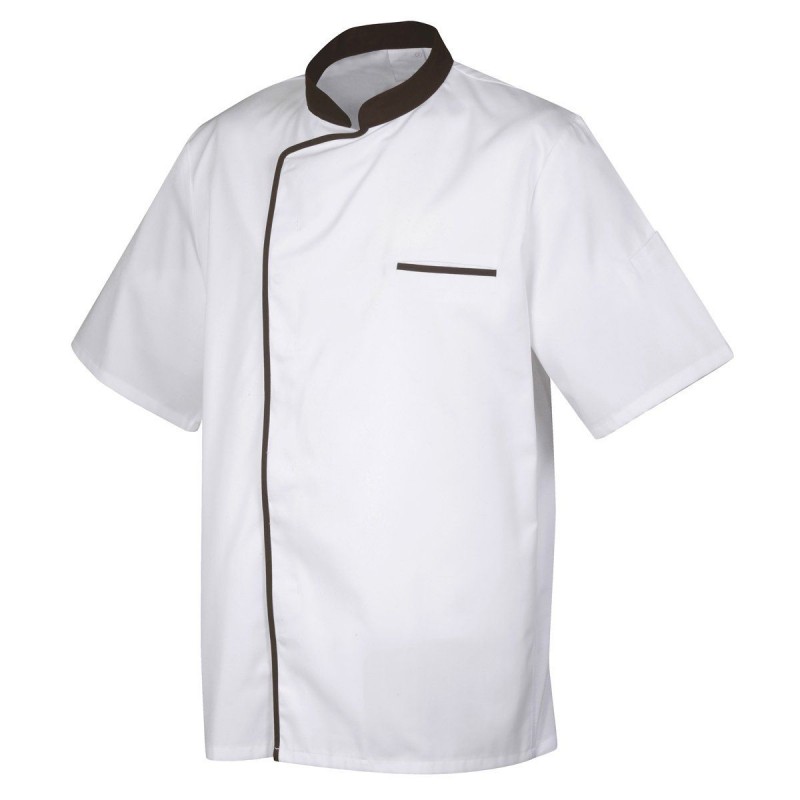 Veste de cuisine Blanc avec liseré Marron